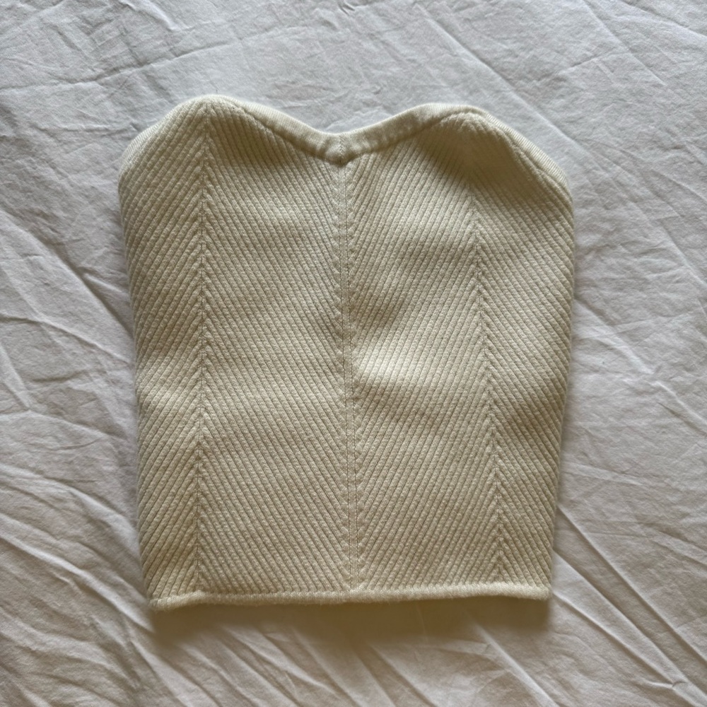 Aerie Cream Ribbed Sweater Tube Top